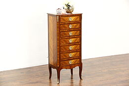 French Rosewood & Tulipwood 1930's Vintage Lingerie or Jewelry Chest, 7 Drawers