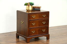 Henredon Signed Small Vintage Walnut Chest or End Table, Night Stand