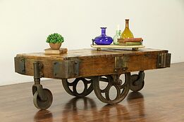 Industrial Antique Factory Salvage Railroad  Cart or Coffee Table #30535