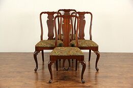 Set of 4 Georgian Style Vintage Mahogany Dining or Game Chairs