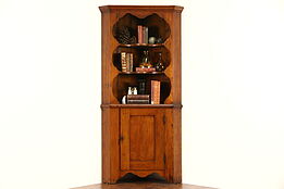 Country Pine Primitive 1900 Antique Corner Cabinet or Cupboard