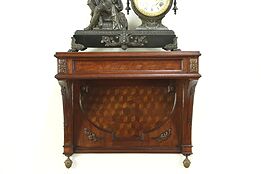 French Antique Hand Carved Walnut Marquetry Wall or Clock Shelf