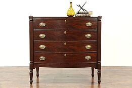 Sheraton Antique 1820 Bowfront Mahogany Linen Chest or Dresser #28706