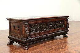 Italian Antique 1700's Dowry Chest Cassone, Bench, Trunk or Armor Chest #29258