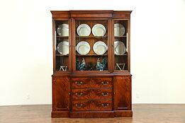 Mahogany Traditional Breakfront China Cabinet or Library Bookcase, White  #30666