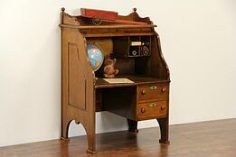 Child Size Oak S Curve Rolltop 1895 Antique Desk