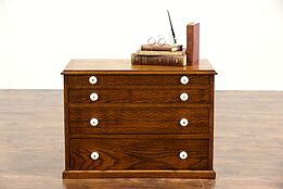 Oak Antique 1900 Jewelry or Collector Chest, End Table