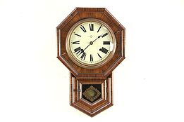 Victorian Style Chinese Vintage Rosewood Grained Wall Clock #29720