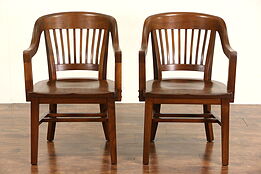 Pair Library or Office Walnut 1925 Chairs with Arms, Sioux Falls SD Courthouse