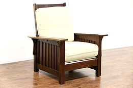 Arts & Crafts Mission Oak Vintage Morris Craftsman Recliner Chair, Bassett