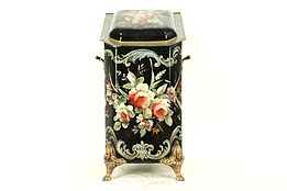 Victorian Antique Hand Painted English Fireplace Coal Hod, Scuttle, Caddy #29264