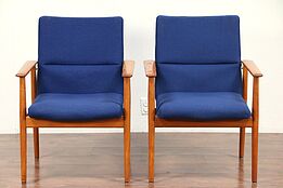 Pair of Danish Midcentury Modern Vintage Teak Chairs, Signed Sibast  #29745