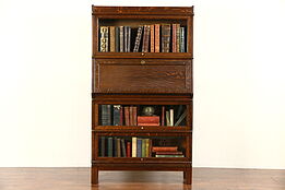 Globe Wernicke 1900 Antique Oak Stacking Lawyer Bookcase & Desk