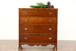 Cherry Hepplewhite Period 1780 Antique Chest or Dresser, Original Brasses
