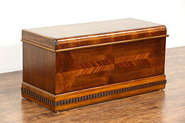 Art Deco Waterfall Design 1935 Vintage Cedar Lined Chest or Trunk