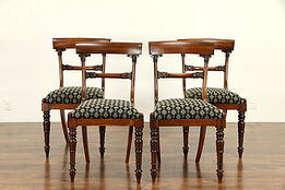 Set of 4 Rosewood Antique English 1825 William IV Dining or Game Chairs  #30761