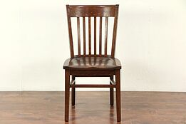Oak Antique Library, Office or Dining Chair, Signed Marble & Shattuck #29371