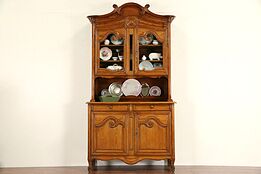 Country French Provincial Pine 1870 Antique China Cabinet or Sideboard Cupboard