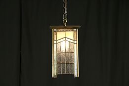Arts & Crafts Antique Leaded Glass Craftsman Hall Lantern Light #31065