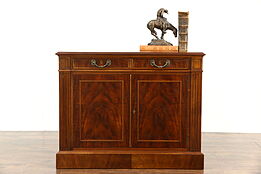 Traditional Vintage Custom Walnut Executive Office Credenza or Cabinet, Key