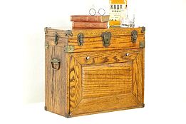 Oak Antique 1915 Machinist, Jewelry or Collector Chest, 8 Drawers