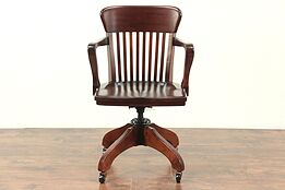 Mahogany Antique 1920's Swivel Adjustable Desk Chair #28902
