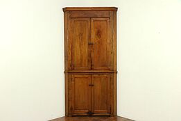 Walnut Cupboard Primitive Ohio Antique 1840 Corner Cabinet #30656