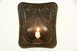 Art Nouveau 1900 Antique Patinated Wall Sconce Candleholder