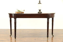 Sheraton Antique 1825 Mahogany Hall Console or Sofa Table, Brass Wheels B #30993