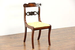 Empire 1920's Antique Desk, Side or Dining Chair, New Upholstery