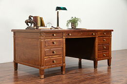 Walnut 1925 Antique Executive Desk, Bronze Mounts, Central of Chicago  #29988