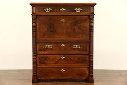 Austrian 1880 Antique Pine Chest & Pull Out Baby Bed or Linen Cabinet