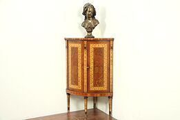 Rosewood Marquetry Vintage Curved Corner Cabinet, Italy #29062