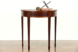 Hekman Signed Marquetry Demilune Vintage Console Table