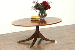 Traditional Vintage Oval Coffee Table, Banded Mahogany, Signed Ethan Allen