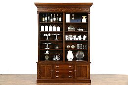 Oak Quarter Sawn 1895 Antique Display Cabinet or Butler Pantry Cupboard