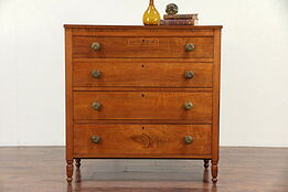 Sheraton Antique Country Walnut Chest or Dresser, Made for Cathrine Hooly #29803