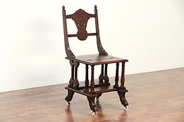 Victorian Eastlake Antique Metamorphic Chair & Library Step Stool #29422