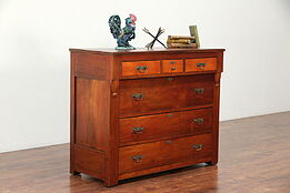 Walnut & Curly Tiger Maple Antique 1830 Linen Chest or Dresser, Ohio #30008