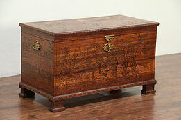 Chinese Vintage Carved Trunk, Blanket or Dowry Chest or Coffee Table #28959