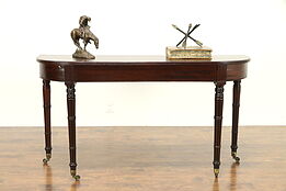 Sheraton Antique 1825 Mahogany Hall Console or Sofa Table, Brass Wheels A #30992