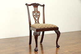 Irish Chippendale Carved Mahogany Vintage Desk or Side Chair #31673