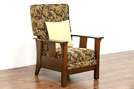 Arts & Crafts Mission Oak Craftsman Antique Recliner Chair & Footstool