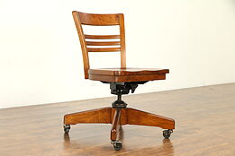 Midcentury Modern 1940's Vintage Swivel Adjustable Desk Chair, Signed #32199
