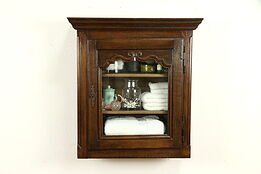 Country French Carved Oak Antique Medicine Cabinet, Hanging Cupboard #32195