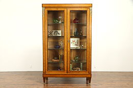 Curly Birdseye Maple Antique French Armoire China Display Cabinet #32266