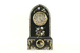 Victorian Gothic Antique Cast Iron & Pearl Clock, Ansonia, Terry Andrews  #32273