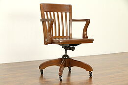 Oak Quarter Sawn Vintage Swivel Adjustable Office  or Library Desk Chair #32276