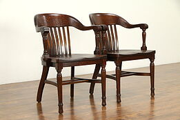 Oak Quarter Sawn Antique Banker, Office or Library Desk Chair, Welch B #32278