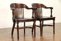 Oak Quarter Sawn Antique Banker, Office or Library Desk Chair, Welch D#32280
